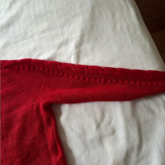 LOFT Vibrant Red Cable Knit Sweater - Picture 4 of 5